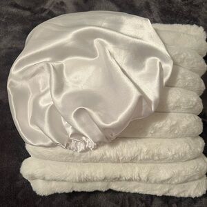 Slumberslip: Silky White Satin Pillow Bonnet